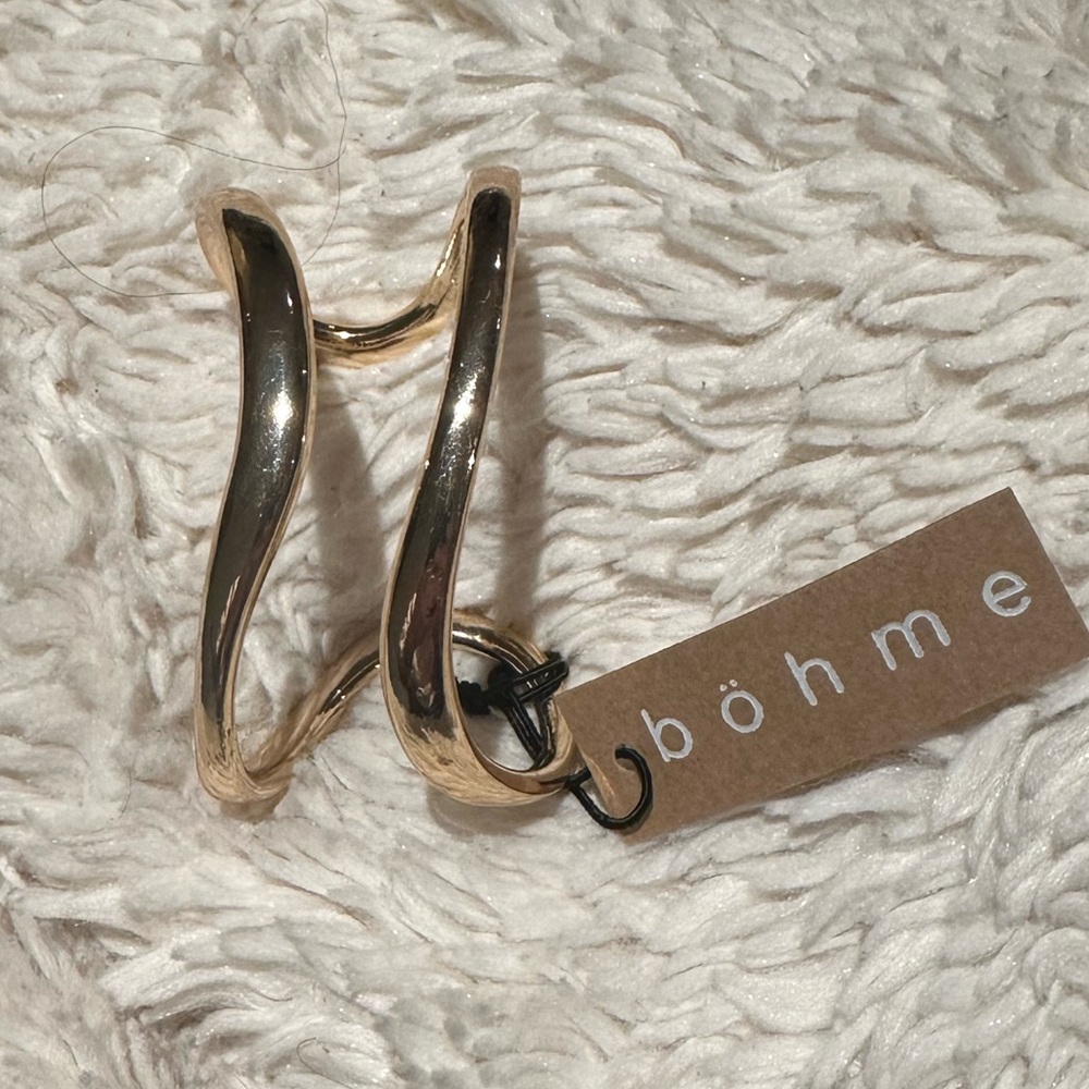 BOHME Gold Double Band Open Cuff NEW $48 STUNNING!